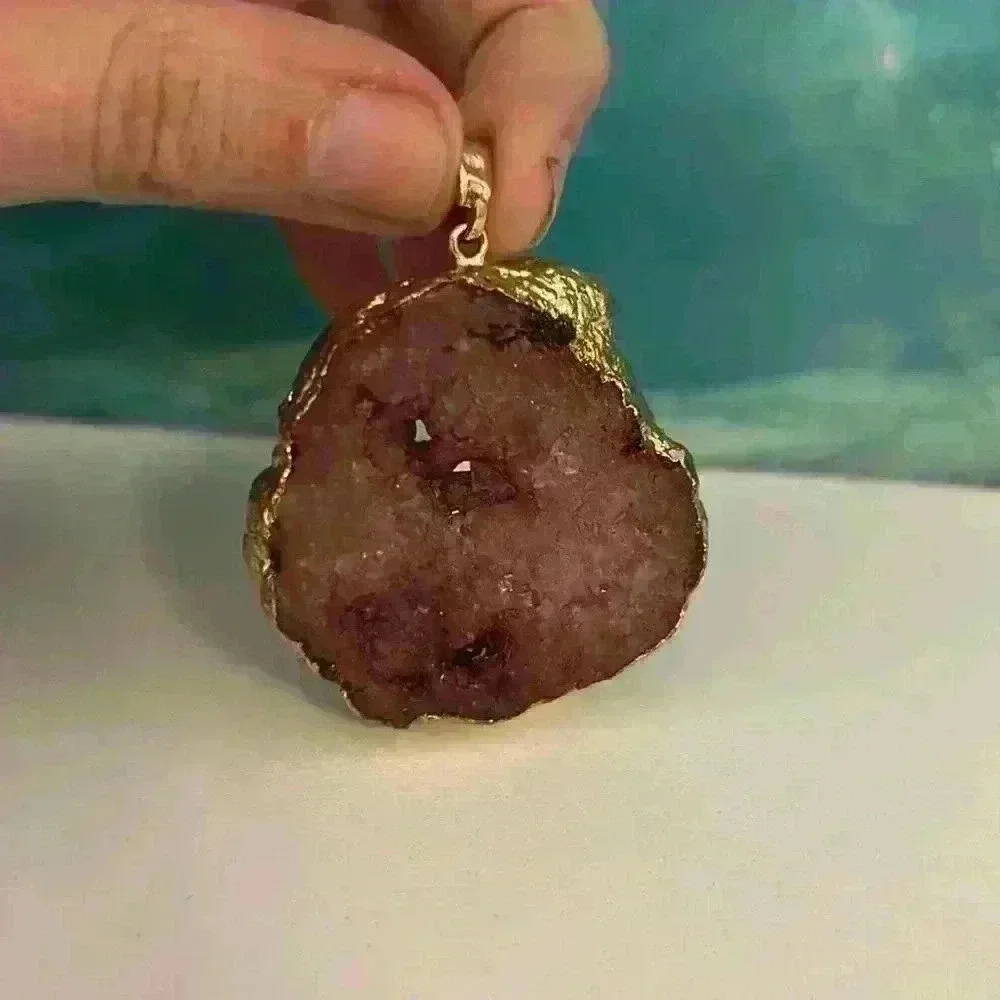 Magenta and Gold Genuine Stone Druzy - Picture 3 of 8